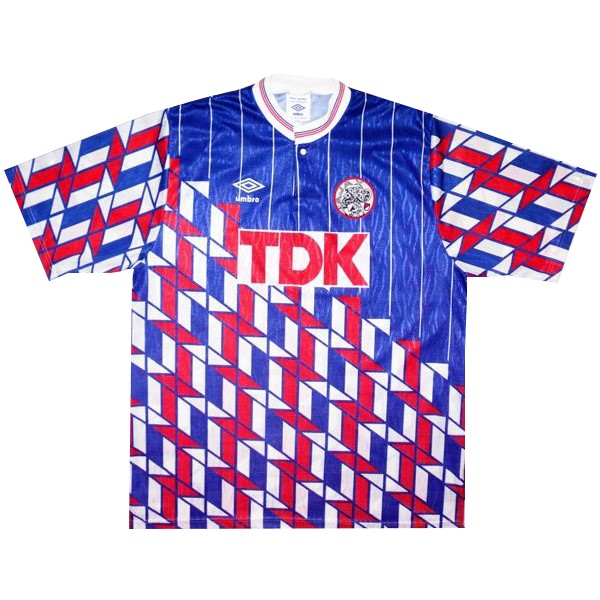 Camiseta Ajax Replica Segunda Ropa Retro 1990 1991 Azul